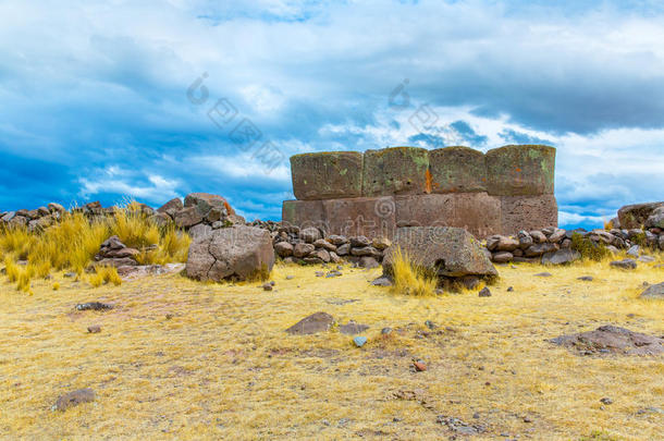 南美洲秘鲁西里斯塔尼（Sillutani）的丧葬塔和<strong>遗迹</strong>-普诺附近的印加史前<strong>遗迹</strong>