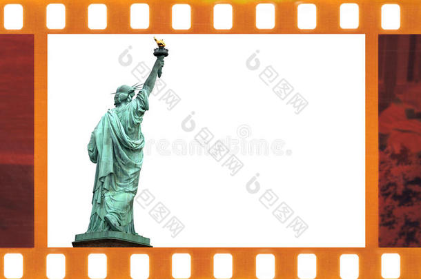 <strong>美国纽约</strong>自由女神像35毫米老式相框照片