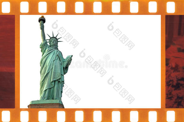 美国纽约自由女神像35毫米老式相框照片