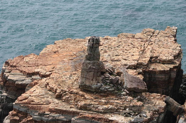 岩石，海角，海洋，基岩，海岸，考古，遗址，露头，悬崖，地质，天空，古代，历史，飞来峰，地层，加利福尼亚