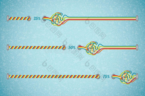 不同颜色矢量进度条。