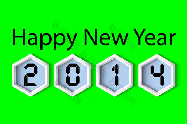 2014新年快乐绿色数码