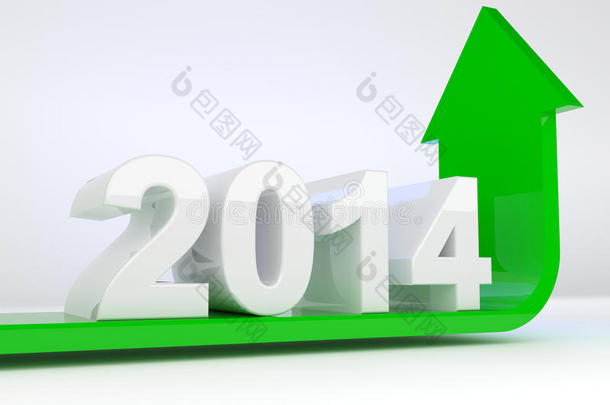 2014年-绿色箭头向上弯曲
