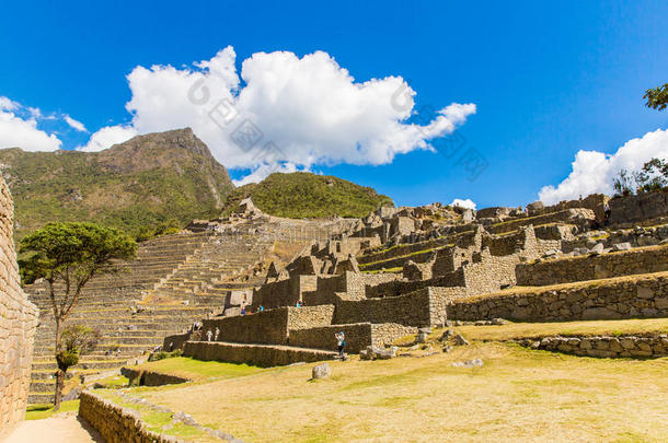 神秘的城市-马丘比丘，秘鲁，南美。印加废墟和露台。
