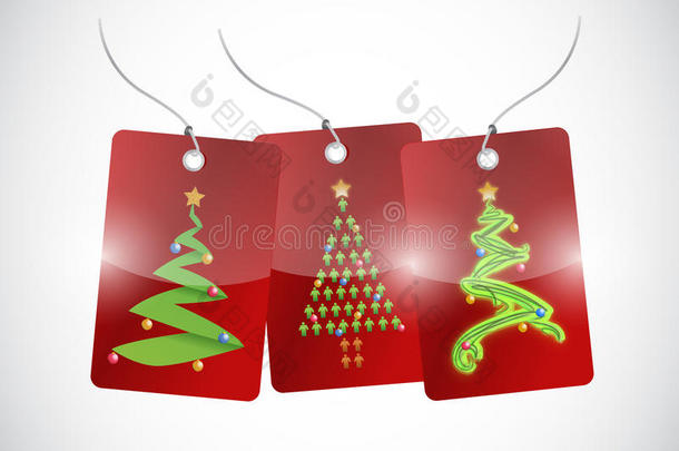 圣诞树标牌插画设计