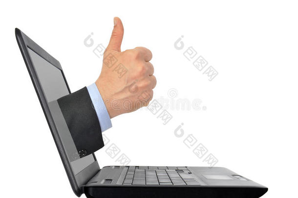 从电脑上竖起大拇指