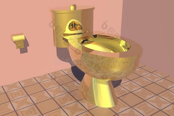金色厕所-3D渲染