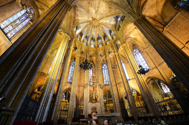 巴塞罗那大教堂，旧城巴塞罗那，西班牙