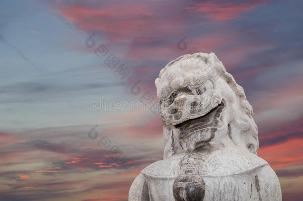 北海公园石护狮雕像——中国北京