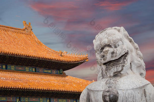 <strong>北海公园</strong>石护狮雕像——中国北京
