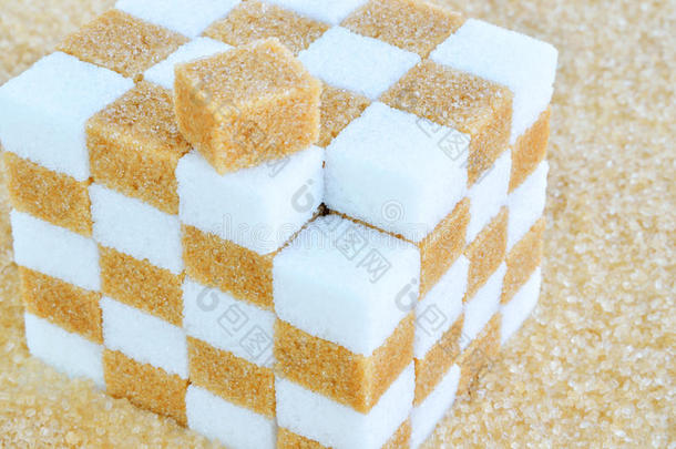 红糖和白糖立方体