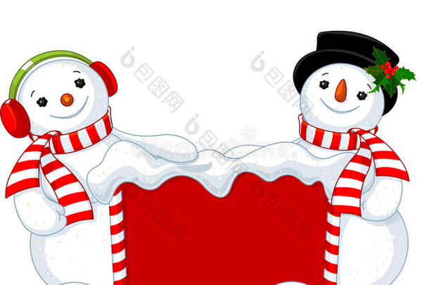 圣诞板和两个雪人