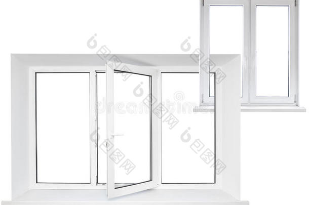 白色塑料三门窗，双门连锁