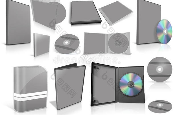 白色灰色多媒体磁盘和盒
