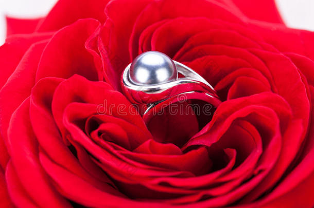 红玫瑰心形钻石订婚戒指