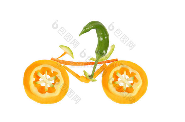 健康饮食。自行车上的<strong>小辣椒</strong>。