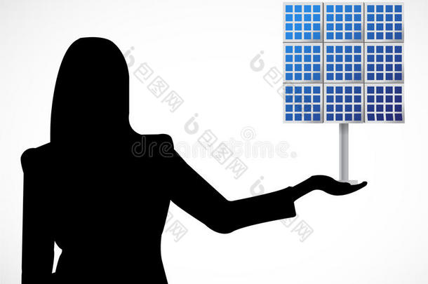 太阳能电池板展示。插画设计