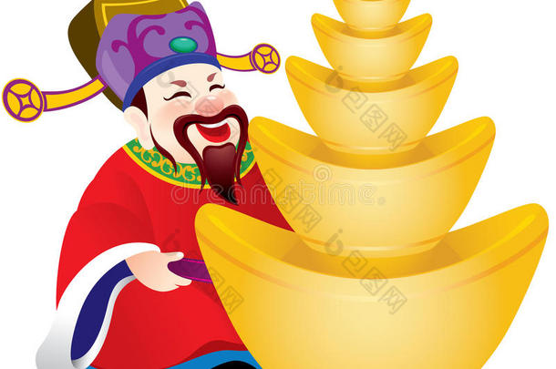 中国富贵之神设计插画