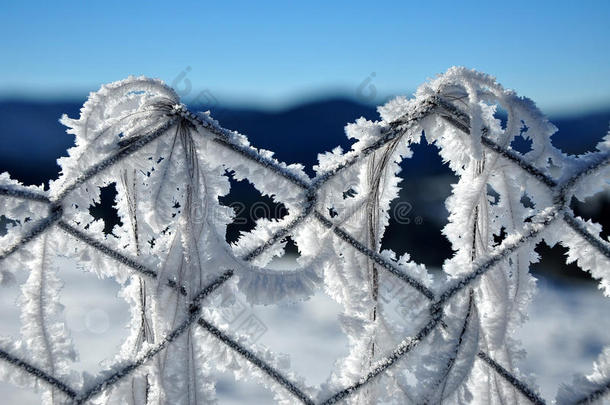 冬天用冰晶和雪做<strong>铁栅栏</strong>