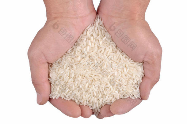 手上拿着白米饭