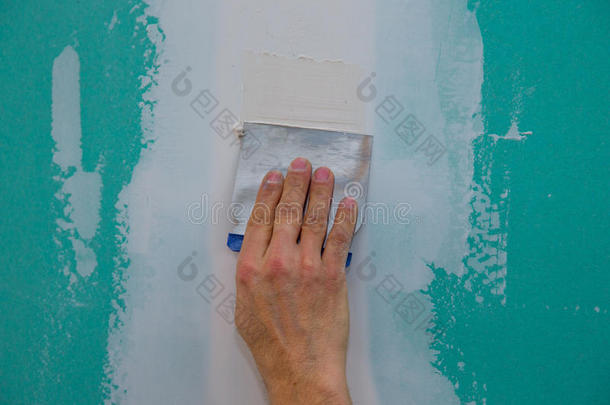 干墙憎水石膏板抹面缝