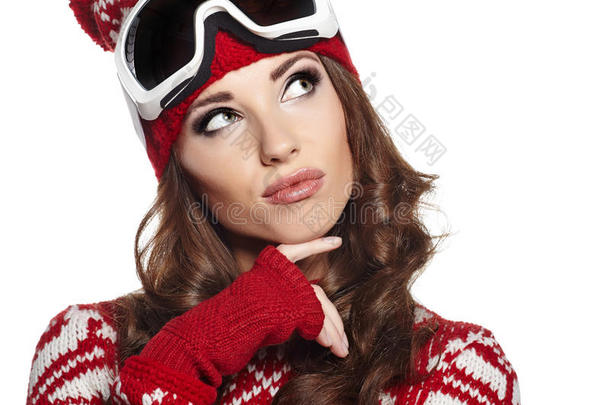 一个戴着滑雪镜的女人