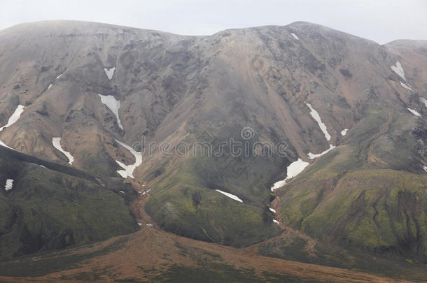 冰岛。南部地区。法拉巴克。流纹岩形成的火山地貌。