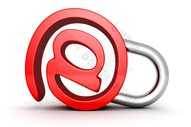 白色背景上的红色概念<strong>电子邮件</strong>符号<strong>安全</strong>挂锁