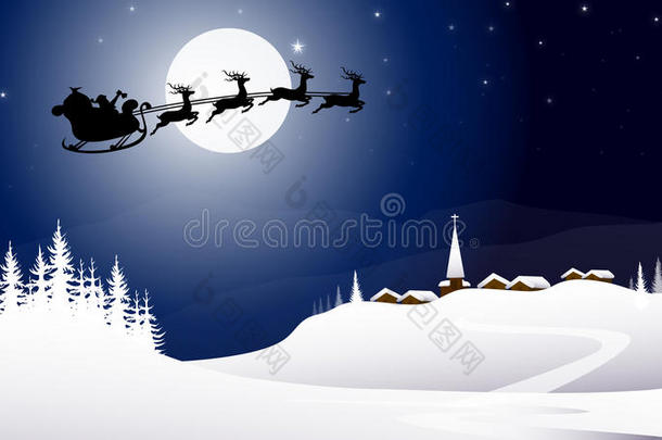 冬天晚上和圣诞老人玩雪橇
