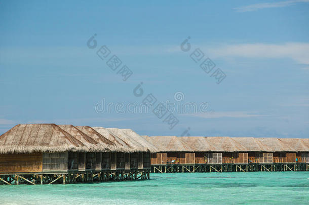 马尔代夫平房和水上别墅度假村特写照片