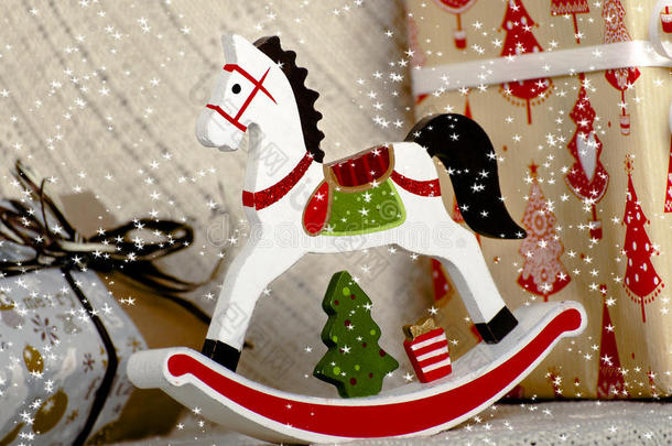 圣诞木制玩具马