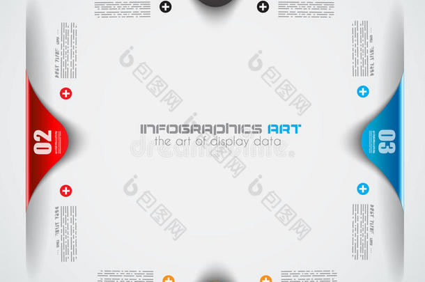 带有<strong>纸质标签</strong>的信息图设计模板。