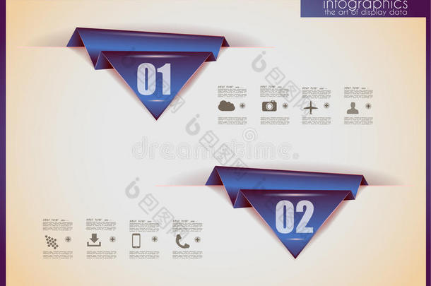 带有<strong>纸质标签</strong>的信息图设计模板。