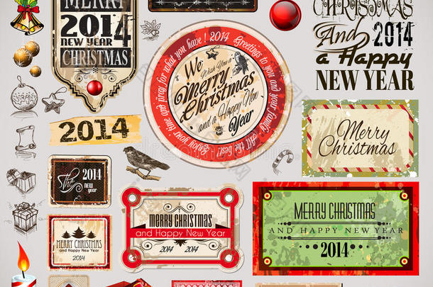 2014年圣诞节复古<strong>标签</strong>和印刷品<strong>收藏</strong>