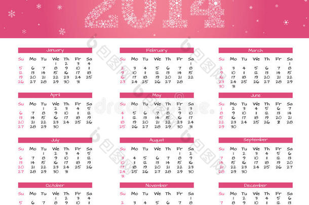 2014粉色日历
