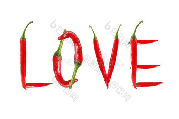 用红辣椒写的“爱”字图片