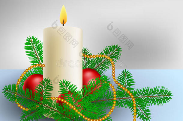 圣诞<strong>蜡烛</strong>和<strong>松枝</strong>装饰