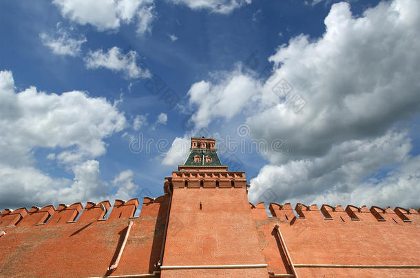 俄罗斯，莫斯科克里姆林宫周围的克里姆林宫墙