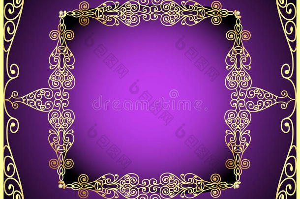 紫色背景，金色装饰，珍贵