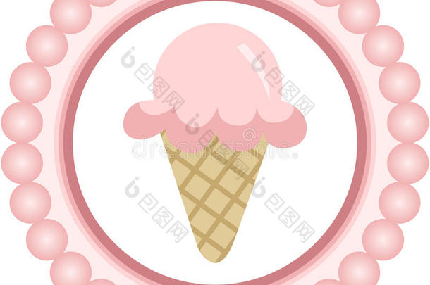粉红色<strong>冰淇淋</strong>圆锥形<strong>标签</strong>