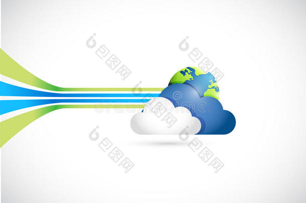环球与云端插画设计