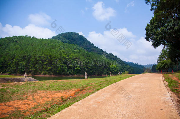 绿树成林，湖光山色