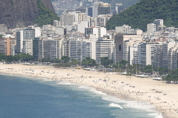 巴西里约热内卢<strong>科帕卡巴纳</strong>海滩天际线鸟瞰图