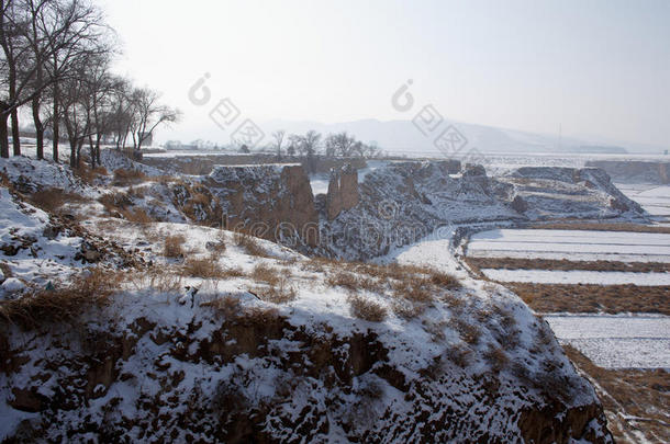 中国西北农村降雪