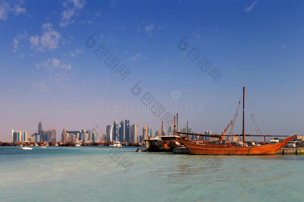卡塔尔多哈：传统的帆船被称为独桅帆船