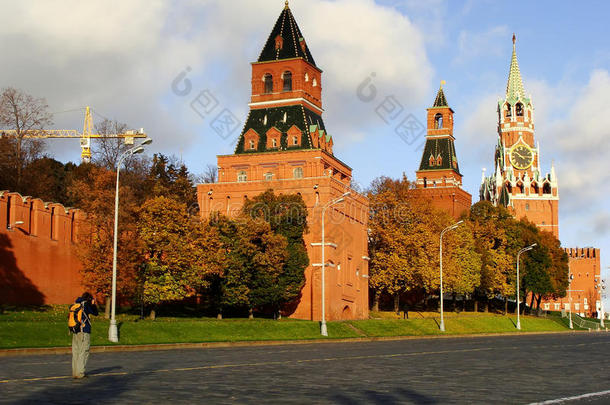 克里姆林宫墙和斯帕斯卡亚塔，莫斯科，俄罗斯