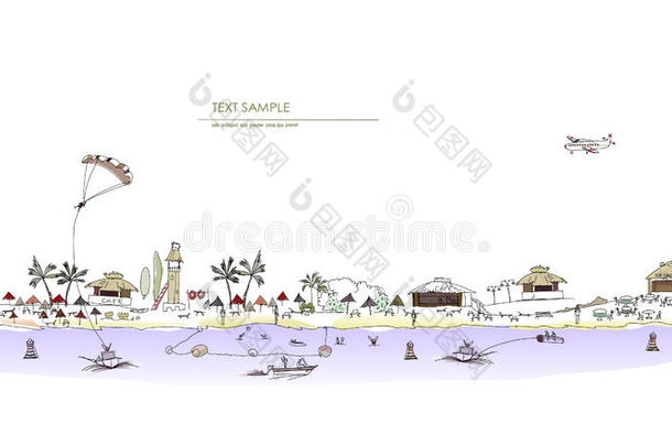 豪华海滩俱乐部插画城市系列