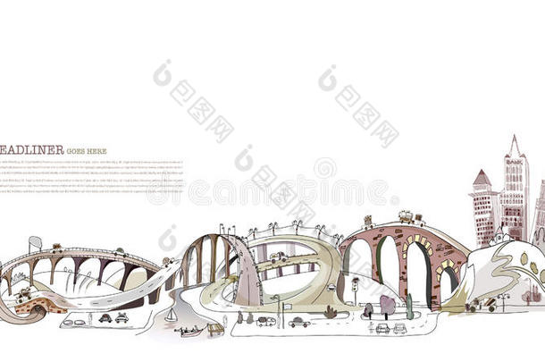 繁华道路<strong>插画城市</strong>收藏、交通