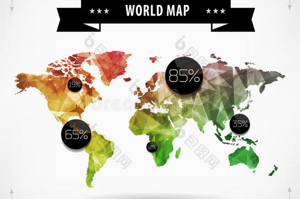 世界地图信息图形模板。所有国家均可选择
