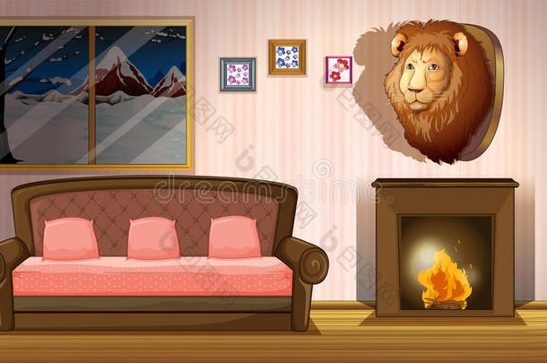 有<strong>狮子</strong>墙装饰的房间
